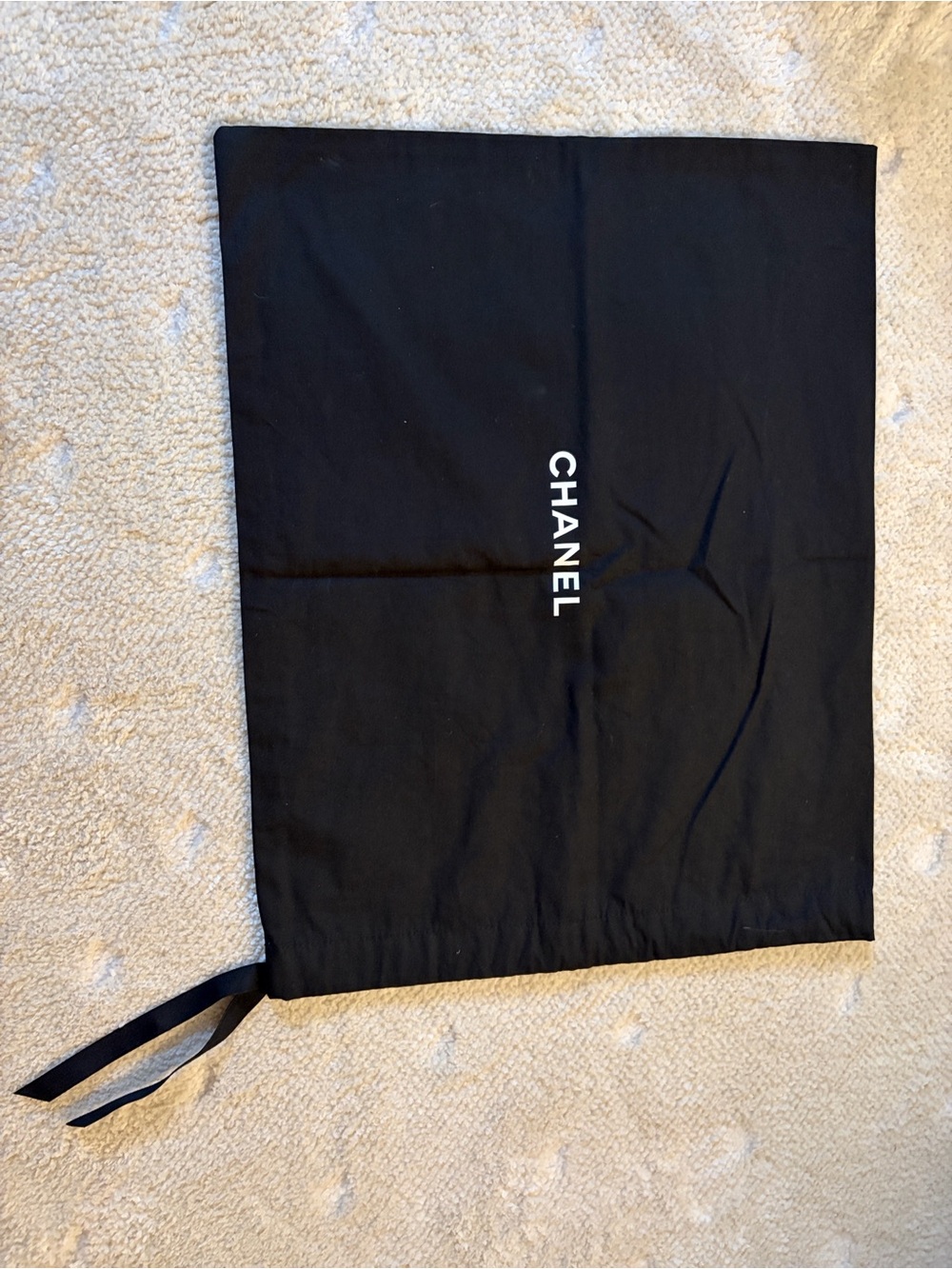CHANEL Black Fabric Dust Cover with White Logo